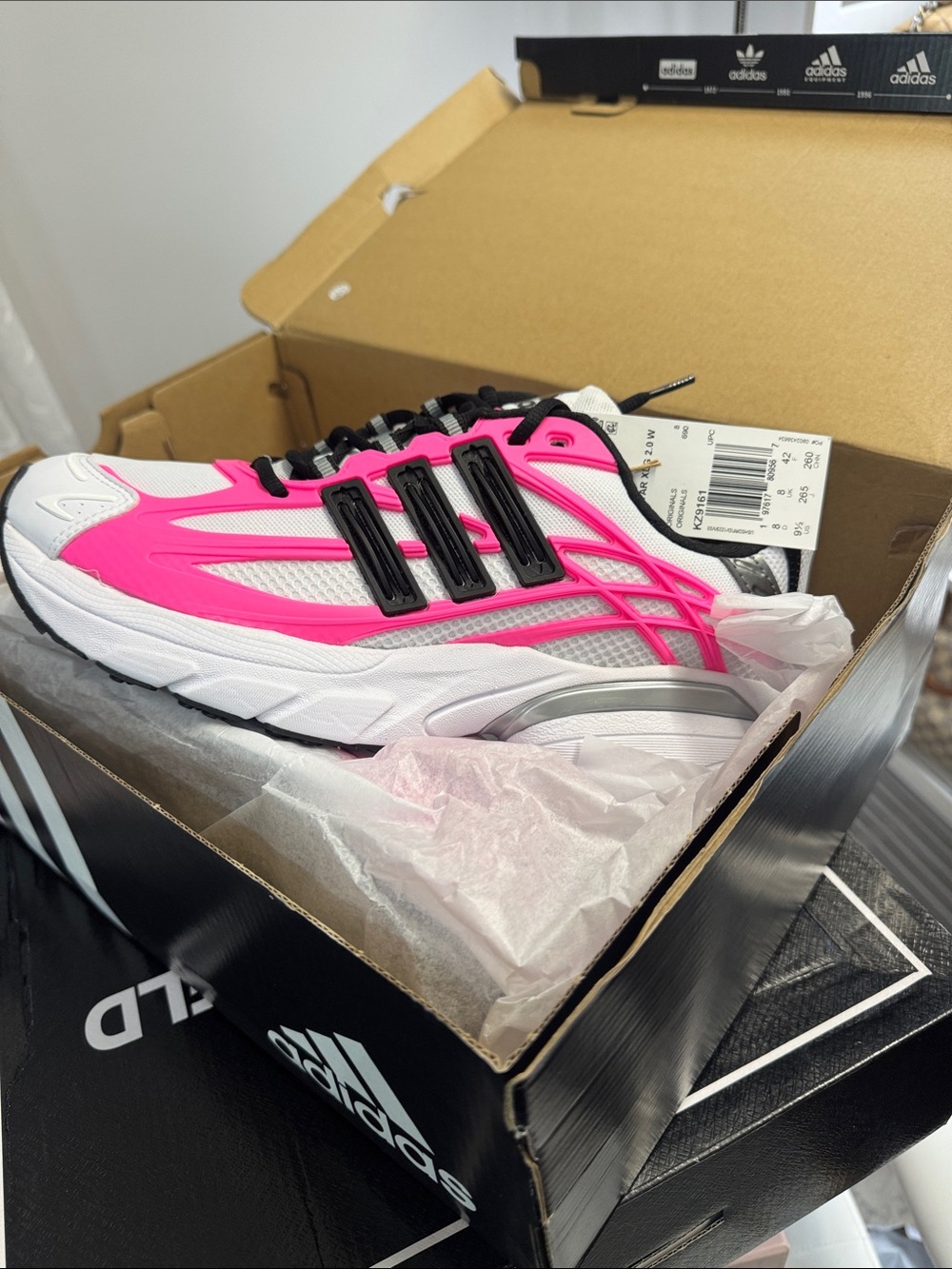 adidas Women's Athletic Sneaker - White & Hot Pink with Black Accents